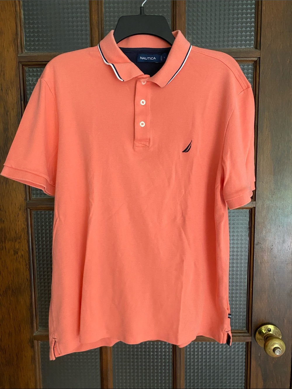 Nautica men's coral Polo Shirt - Classic Short-Sleeve size large
